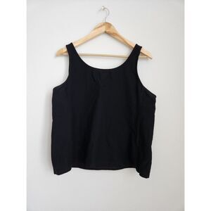 Eileen Fisher Black Sleeveless Scoop Neck Tank Top | Size XL